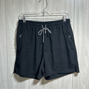 Men’s Black Athletic Shorts Elastic Waist Drawstring Pockets Size Large